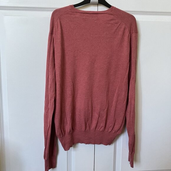 Polo Ralph Lauren Pima Cotton Sweater Mens Pink Knit V-neck Preppy Academia - Picture 4 of 7